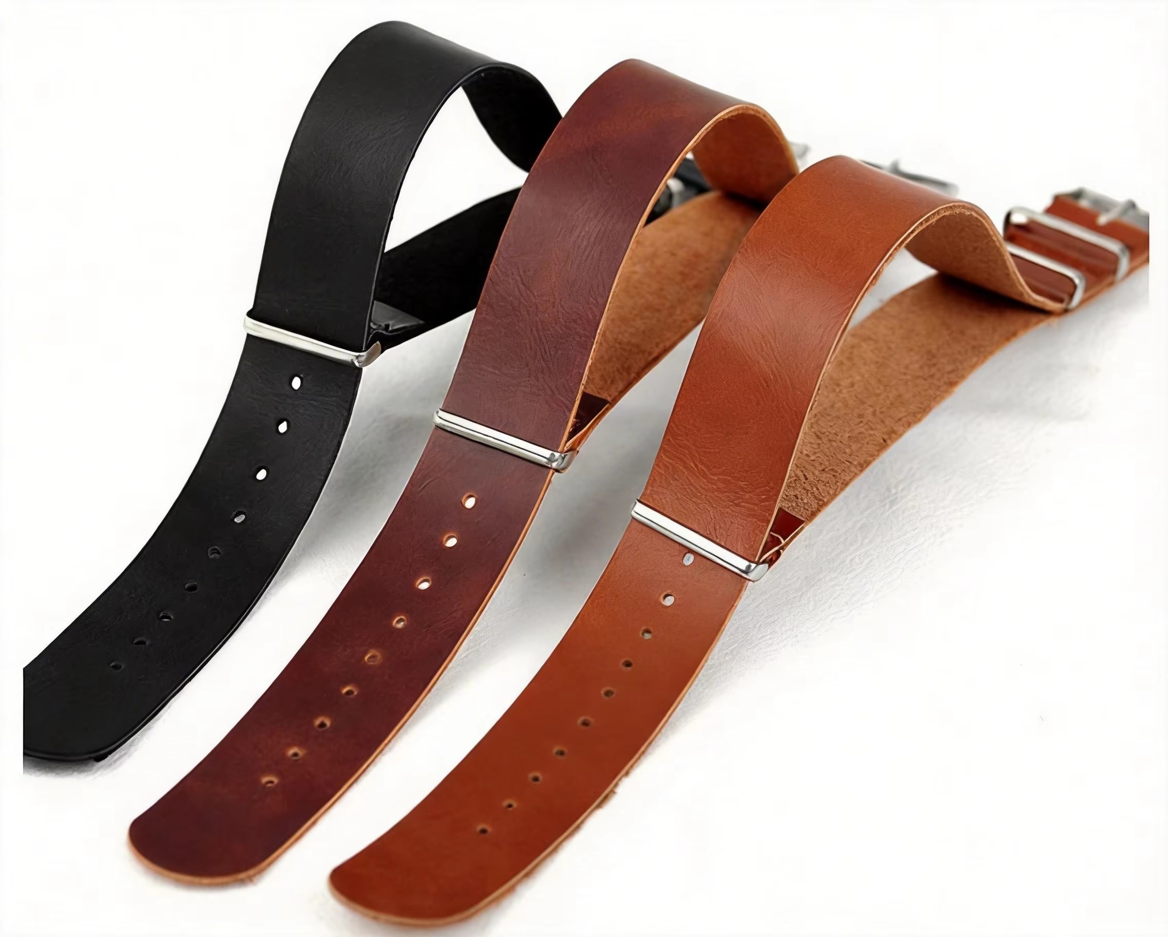 Tropic Strap Vintage - Vintage Leather Watch Band, One-Piece Black