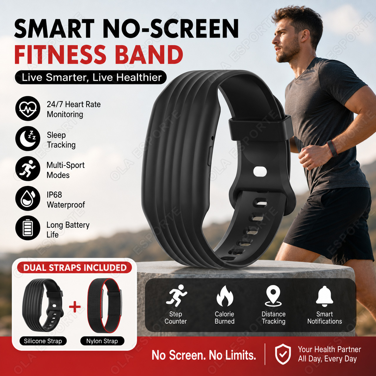 Canvas Strap Watch - New Screenless Fitness Tracker Health Smart