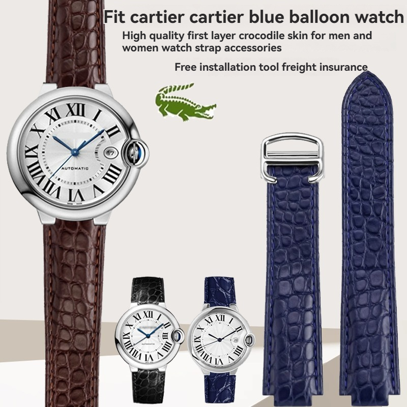 Crocodile leather watch strap  - Cartier Watch Ballon Bleu review and price