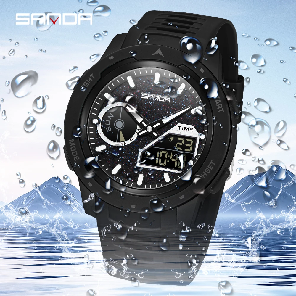 SANDA New Men's Fluorescent Wa - Rubber Strap Diver review and price