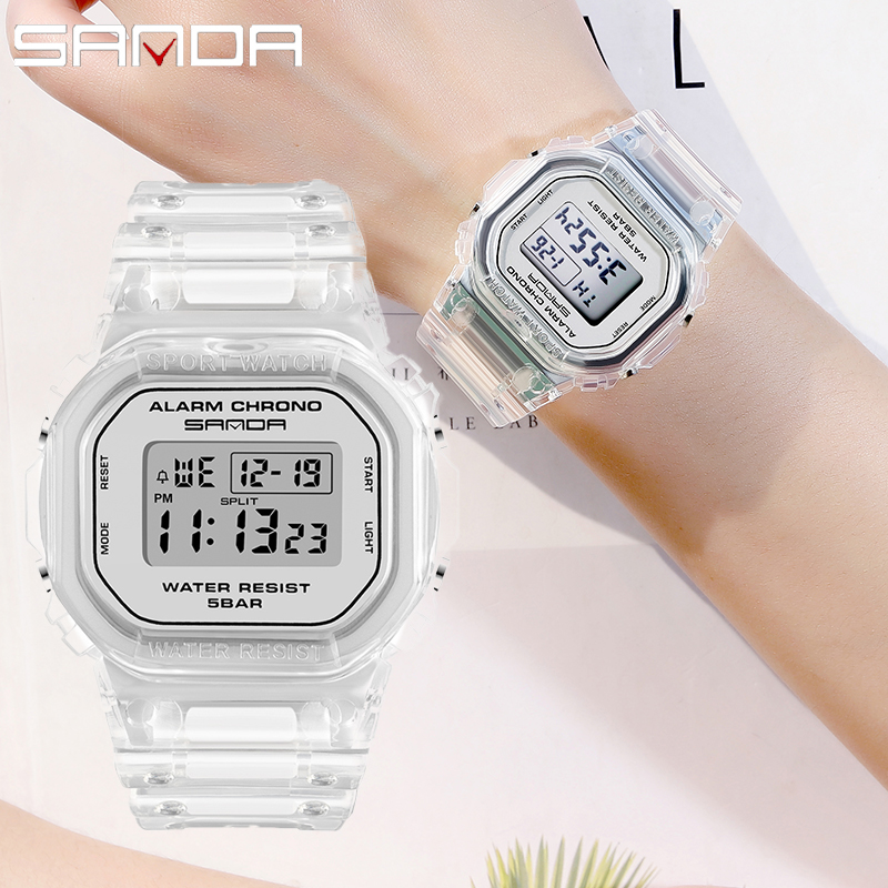 SANDA White Fashion Sport Watc - Rubber Strap Diver review and price