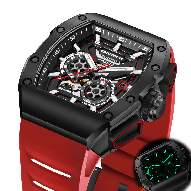 CERIEPON Wine Barrel Shape Men - Rubber Strap Diver review and price
