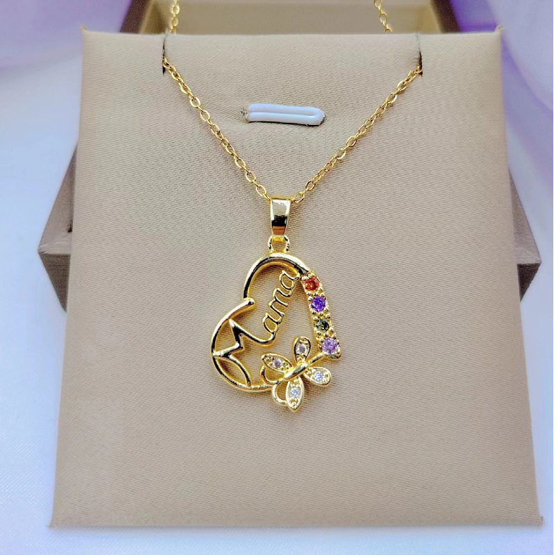 Multi-color Crystal Heart Mama - Butterfly Clasp Deployant review and price