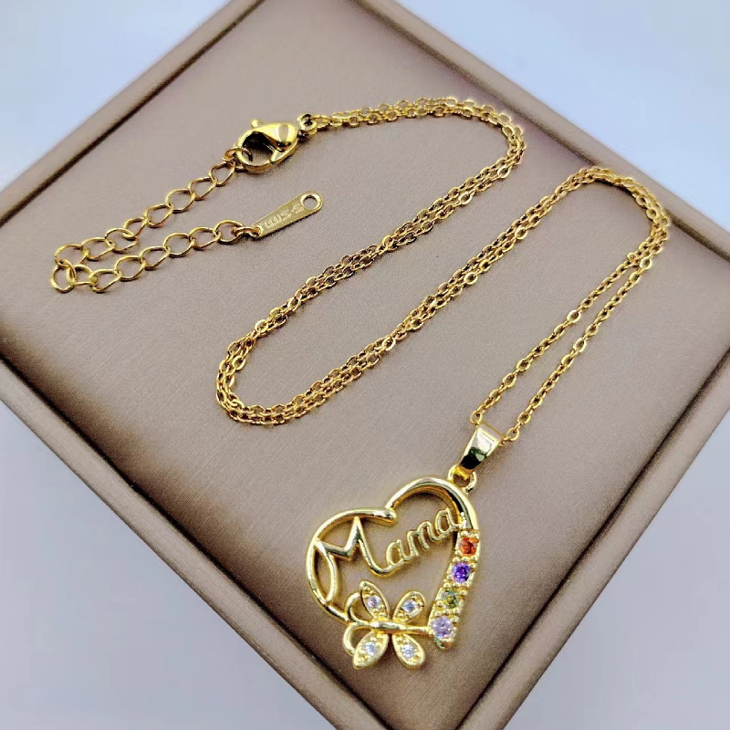 Multi-color Crystal Heart Mama - Butterfly Clasp Deployant review and price