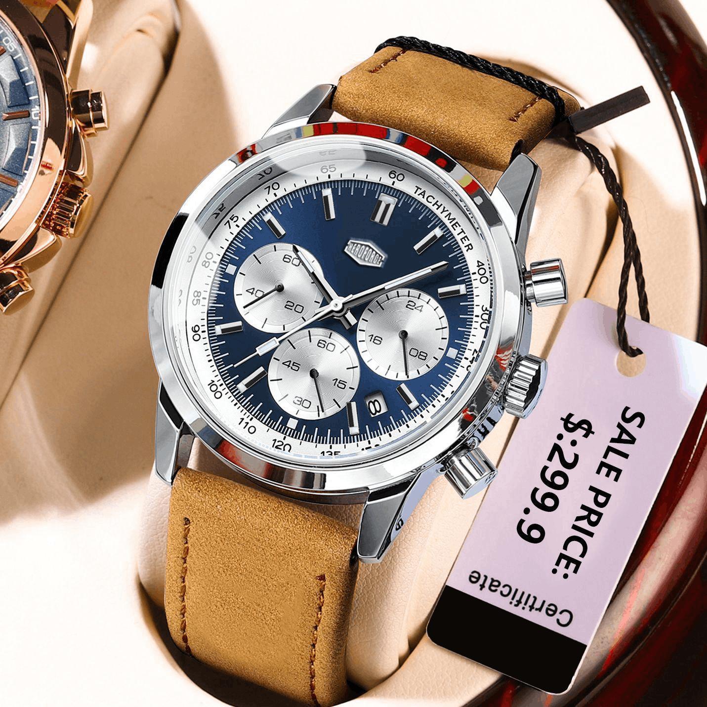 HEROFORCE Classic Silver Blue  - Leather Watch Band Men review and price