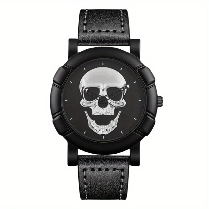 Skull Pattern Multi Display Po - Leather Watch Band Men review and price