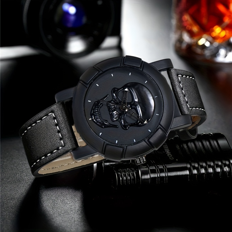 Skull Pattern Multi Display Po - Leather Watch Band Men review and price