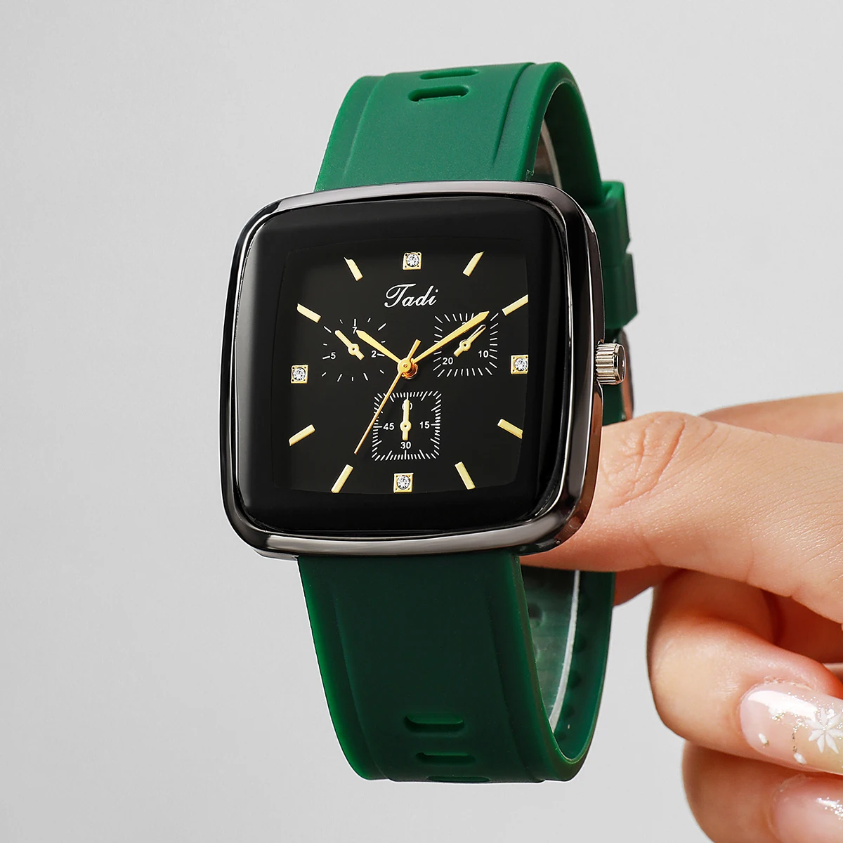 Fashion Rhinestone Square Wome - Silicone Band Women review and price